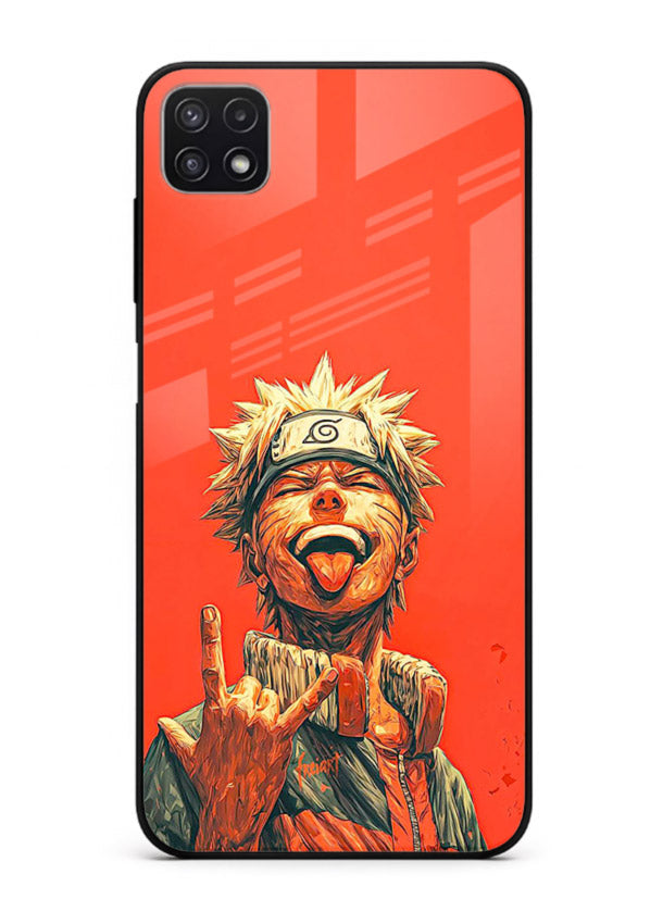 naruto fierce red bold anime art Samsung F42 5G glass cover intense ninja expression case