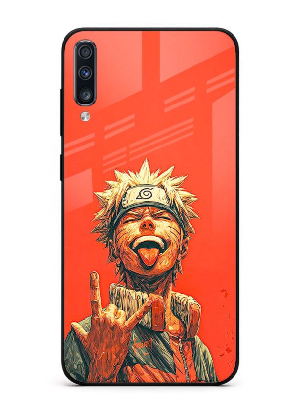 naruto fierce red bold anime art Samsung A50 glass cover intense ninja expression case