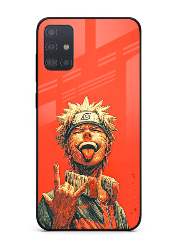 naruto fierce red bold anime art Samsung A71 glass cover intense ninja expression case