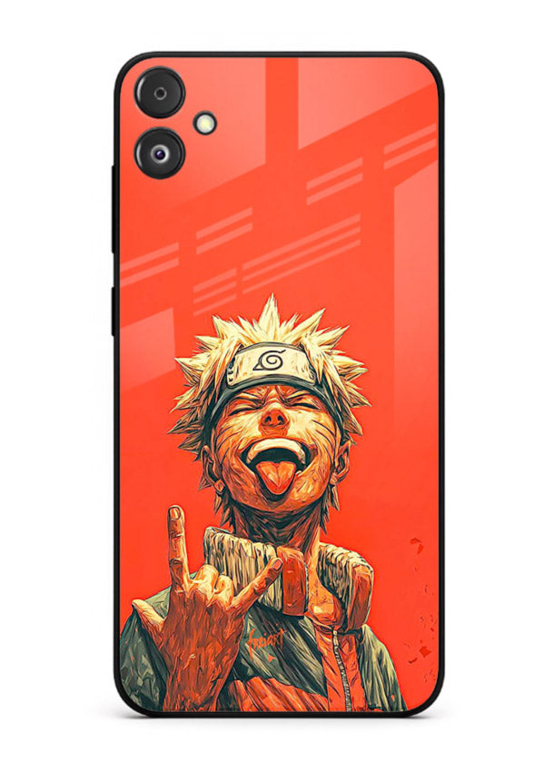 naruto fierce red bold anime art Samsung F04 5G glass cover intense ninja expression case