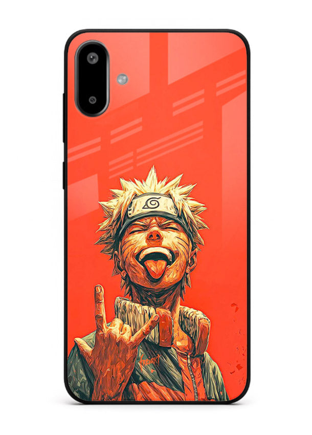 naruto fierce red bold anime art Samsung F06 5G glass cover intense ninja expression case