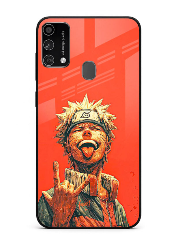 naruto fierce red bold anime art Samsung F41 glass cover intense ninja expression case