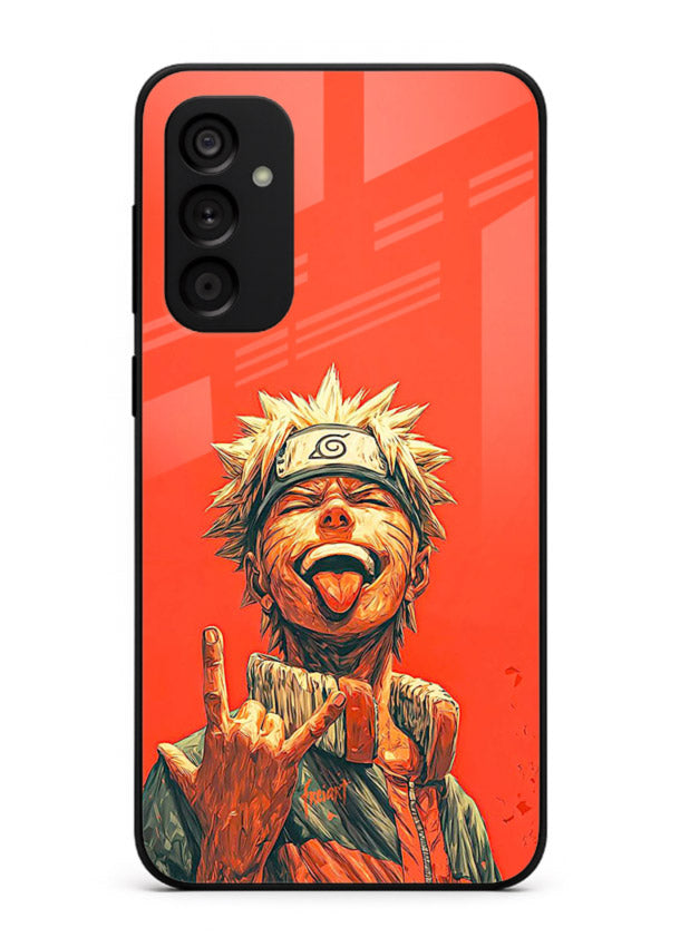 naruto fierce red bold anime art Samsung F34 5G glass cover intense ninja expression case