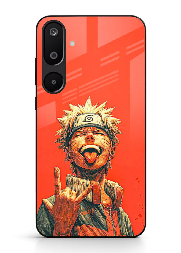 naruto fierce red bold anime art Samsung M16 5G glass cover intense ninja expression case