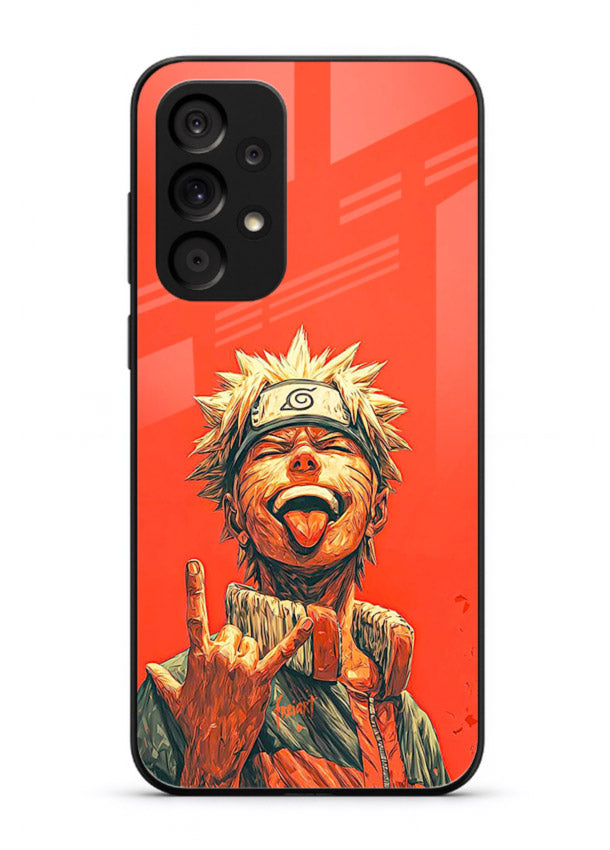 naruto fierce red bold anime art Samsung A73 5G glass cover intense ninja expression case