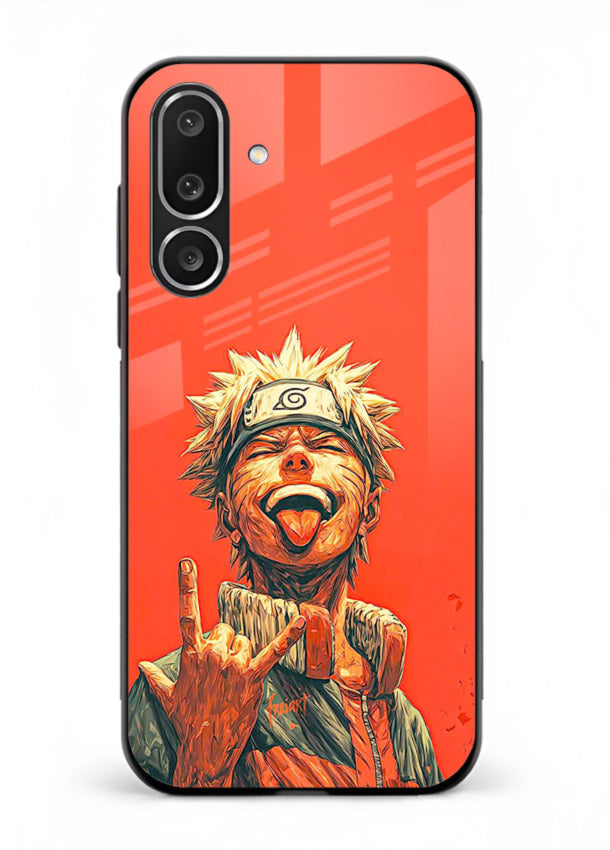 naruto fierce red bold anime art Samsung M36 5G glass cover intense ninja expression case