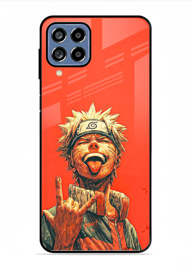 naruto fierce red bold anime art Samsung M53 5G glass cover intense ninja expression case