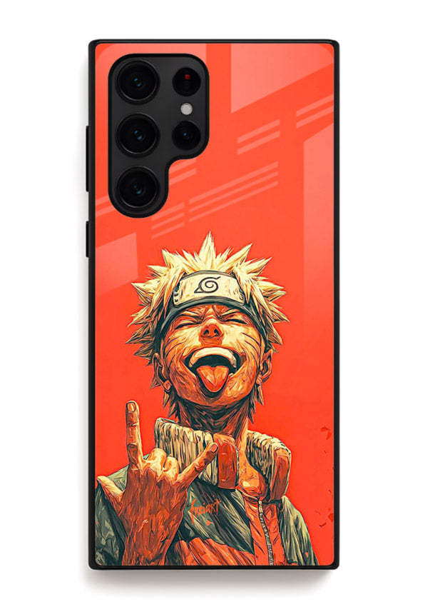 naruto fierce red bold anime art Samsung S23 Ultra glass cover intense ninja expression case