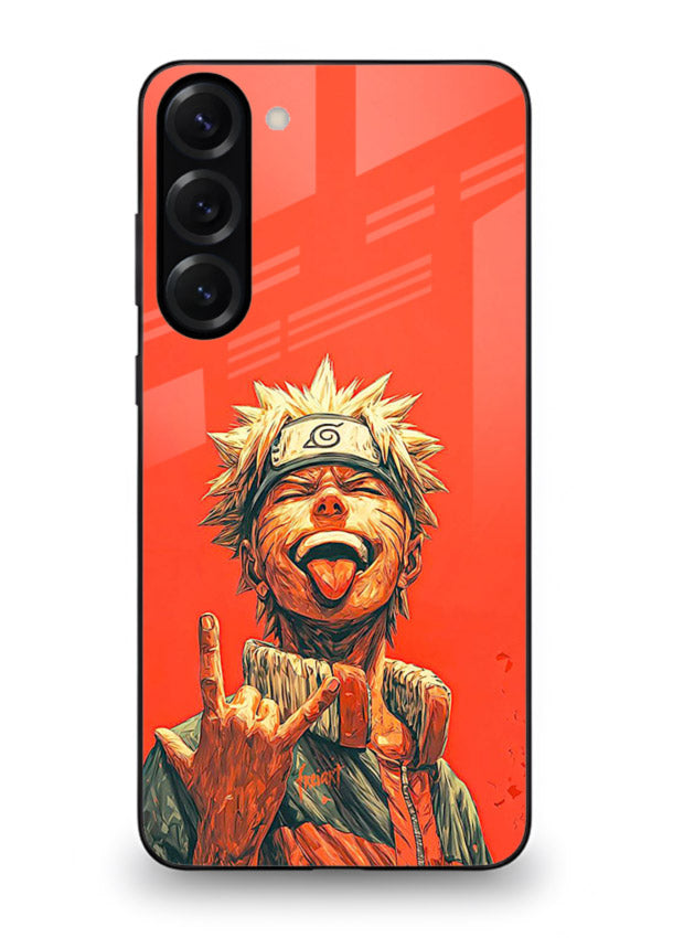 naruto fierce red bold anime art Samsung S23 glass cover intense ninja expression case