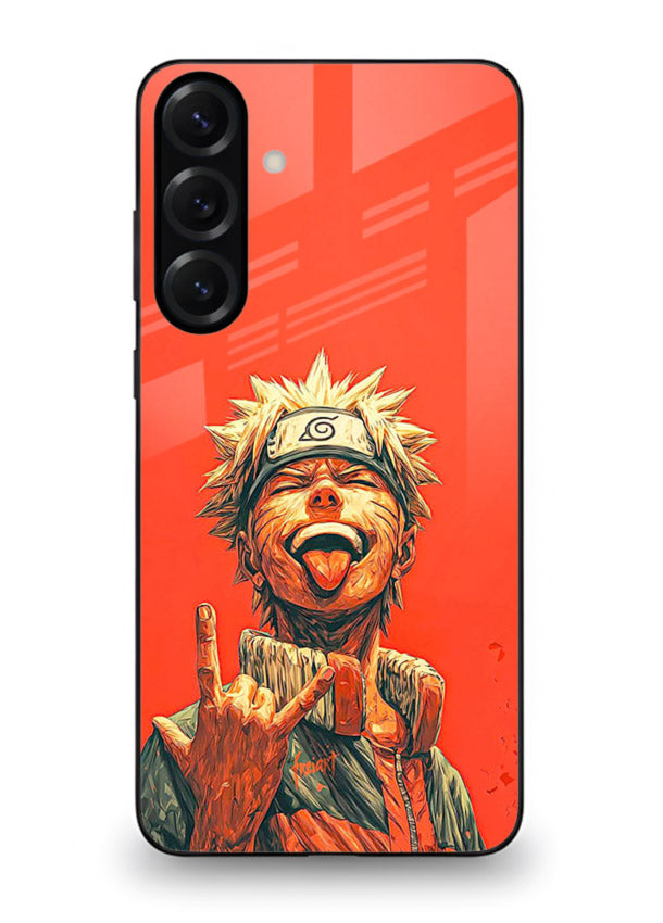 naruto fierce red bold anime art Samsung A55 5G glass cover intense ninja expression case