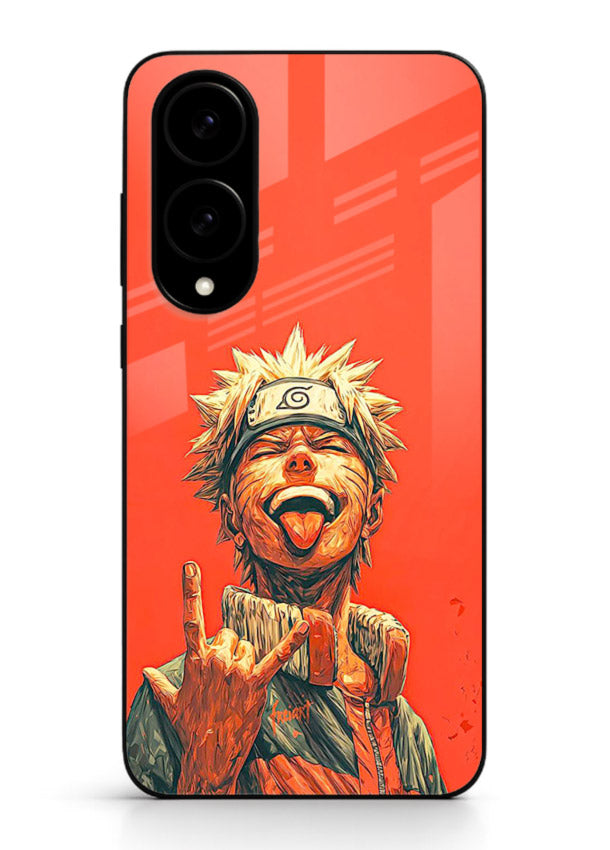 naruto fierce red bold anime art Samsung S25 Edge glass cover intense ninja expression case