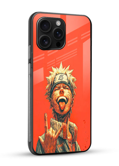 naruto fierce red bold anime art glossy vibrant premium glass cover intense ninja expression case - Angle Side