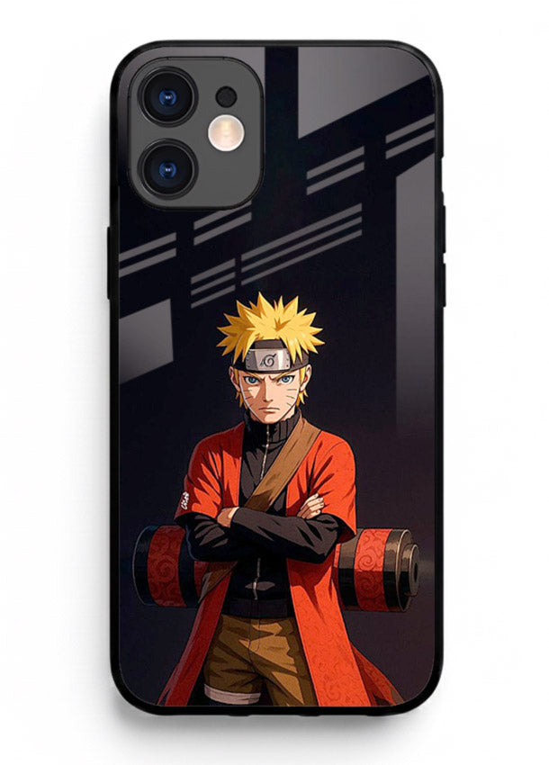 naruto fist power strong anime art iphone 12 mini glass cover intense ninja pose case