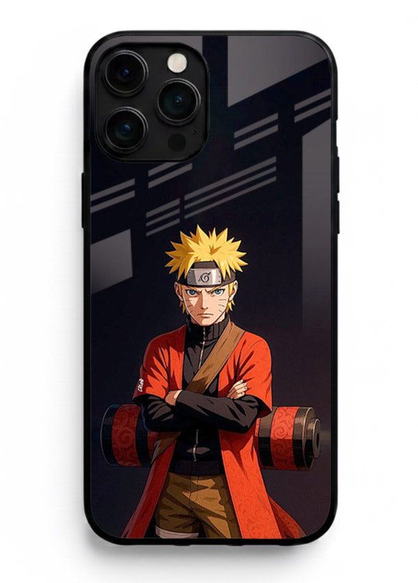 naruto fist power strong anime art iphone 15 pro max glass cover intense ninja pose case