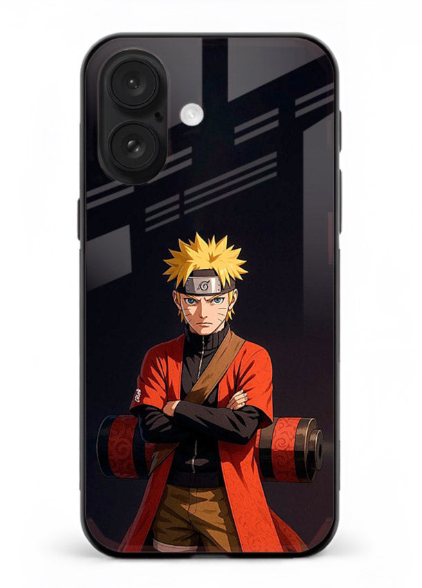 naruto fist power strong anime art iphone 16 plus glass cover intense ninja pose case