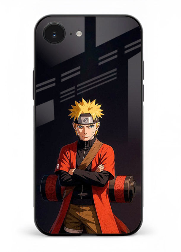 naruto fist power strong anime art iphone 16e glass cover intense ninja pose case