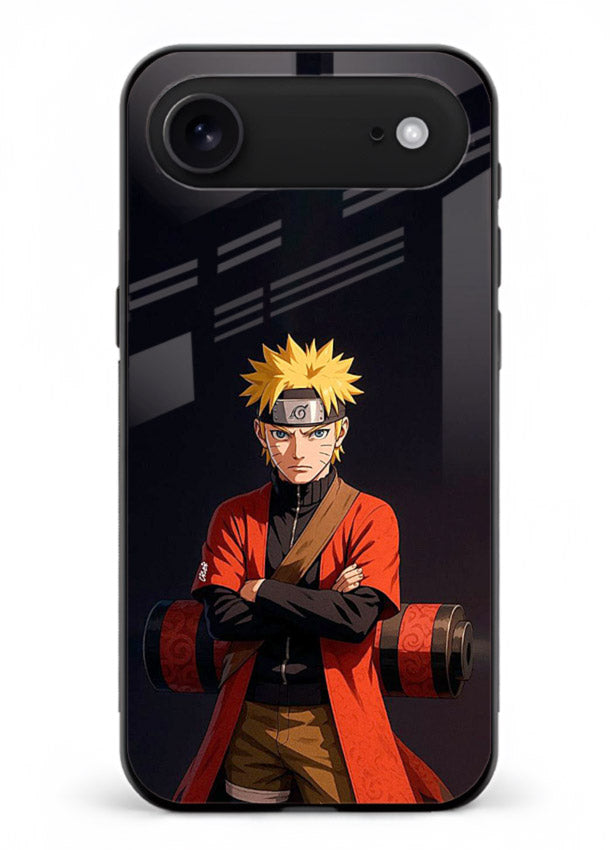 naruto fist power strong anime art iphone 17 air glass cover intense ninja pose case