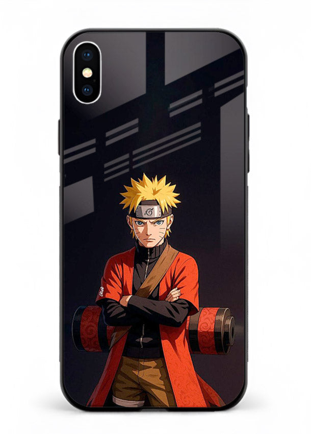 naruto fist power strong anime art iphone xs max glass cover intense ninja pose case