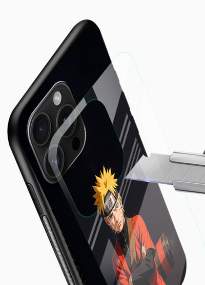 naruto fist power strong anime art glossy vibrant premium glass cover intense ninja pose case - Angle Blade