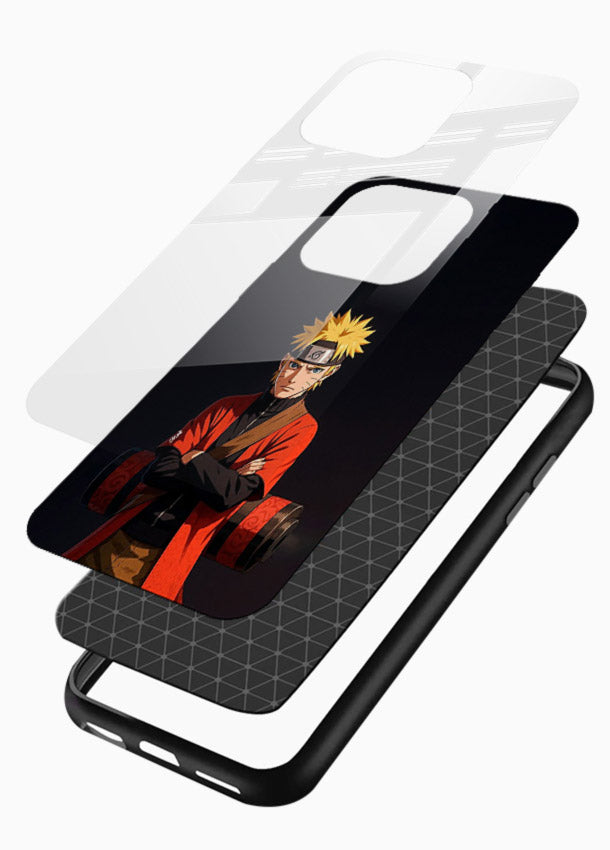 naruto fist power strong anime art glossy vibrant premium glass cover intense ninja pose case - Angle Layers