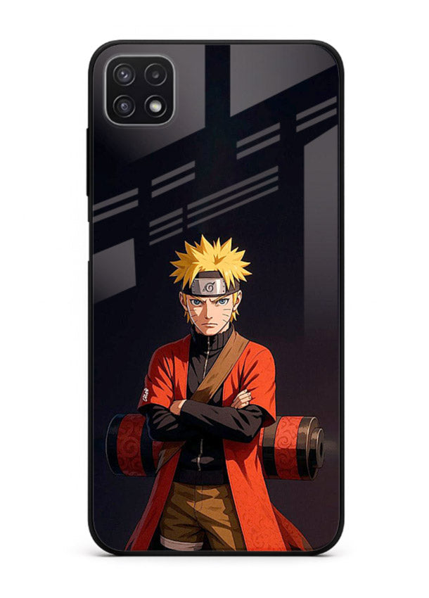 naruto fist power strong anime art Samsung A22 5G glass cover intense ninja pose case