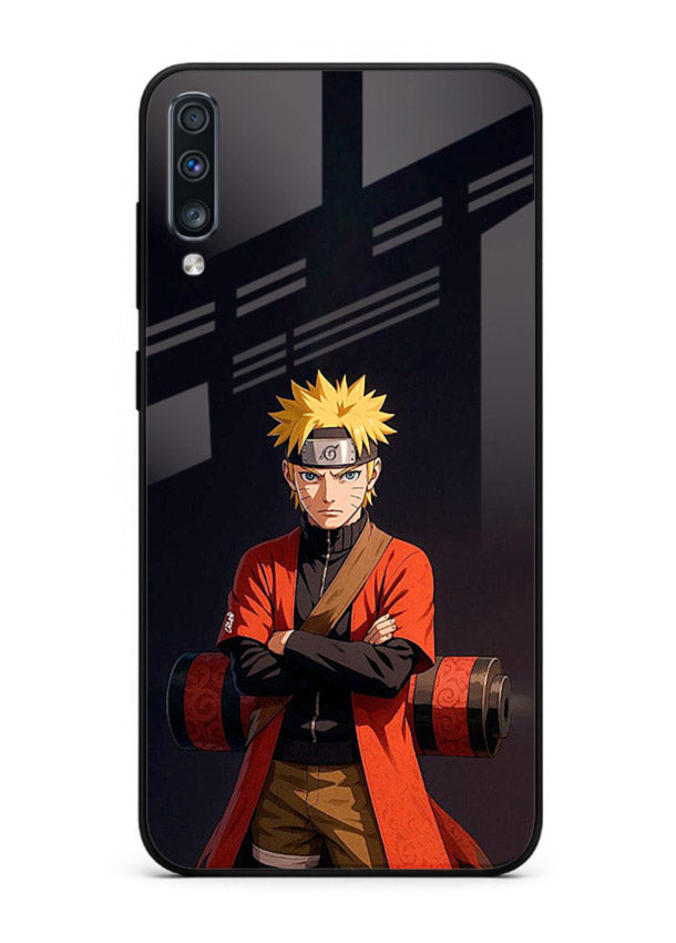 naruto fist power strong anime art Samsung A70 glass cover intense ninja pose case