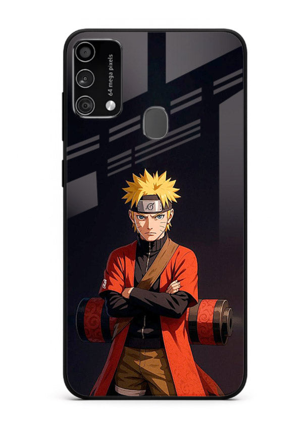 naruto fist power strong anime art Samsung F41 glass cover intense ninja pose case