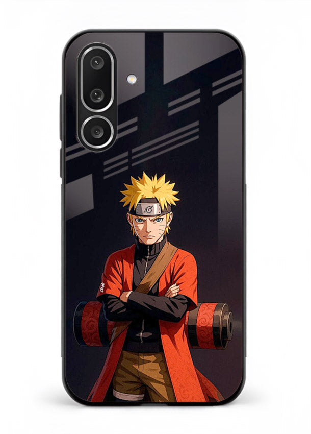 naruto fist power strong anime art Samsung M36 5G glass cover intense ninja pose case