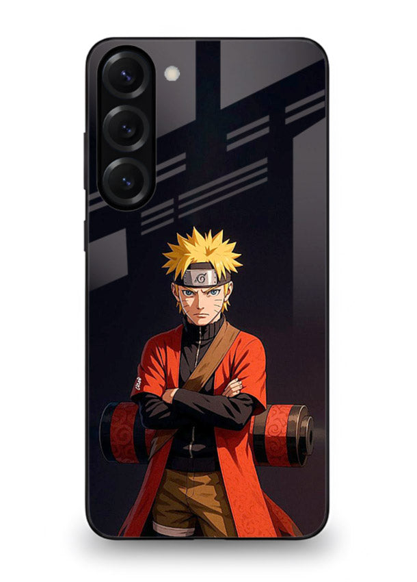 naruto fist power strong anime art Samsung S23 glass cover intense ninja pose case