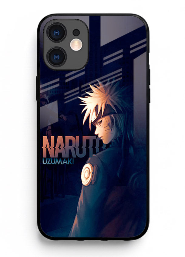 naruto night mode dark blue anime art iphone 12 mini glass cover silhouette ninja case