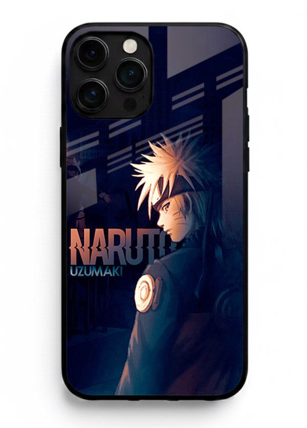 naruto night mode dark blue anime art iphone 13 pro max glass cover silhouette ninja case