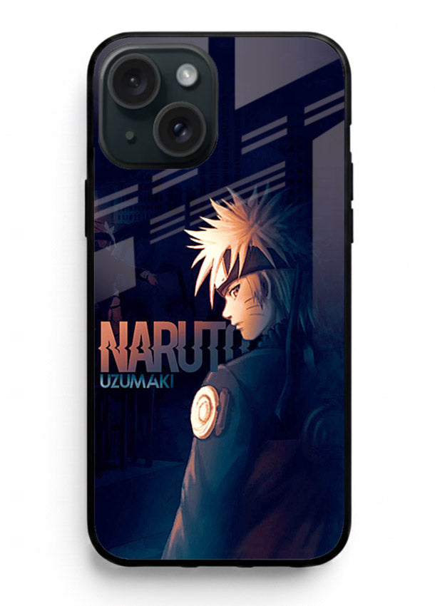 naruto night mode dark blue anime art iphone 14 plus glass cover silhouette ninja case