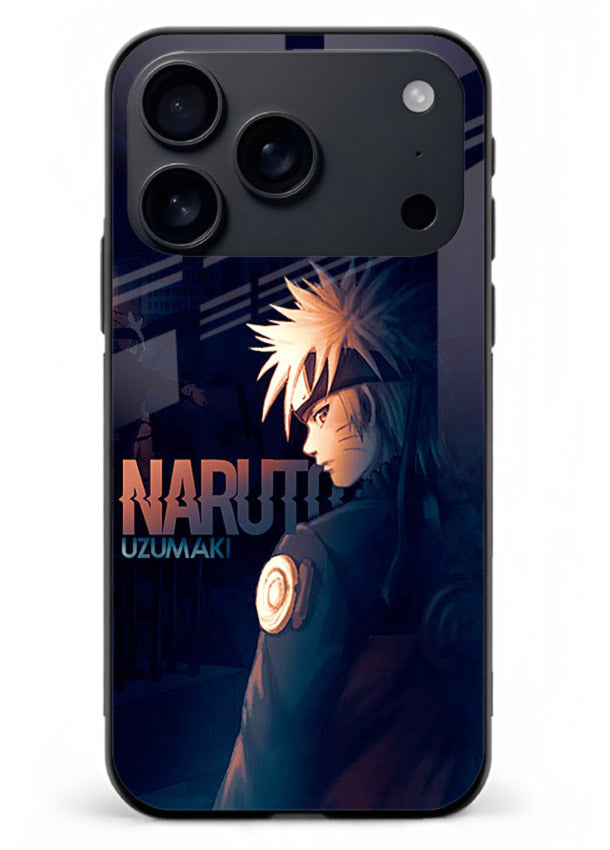 naruto night mode dark blue anime art iphone 17 pro max glass cover silhouette ninja case