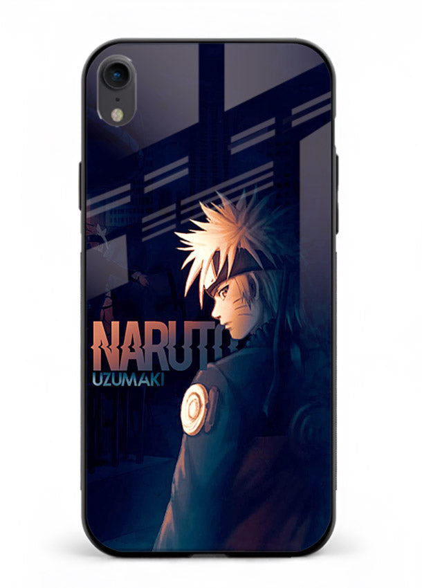 naruto night mode dark blue anime art iphone xr glass cover silhouette ninja case