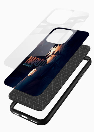 naruto night mode dark blue anime art glossy vibrant premium glass cover silhouette ninja case - Angle Layers