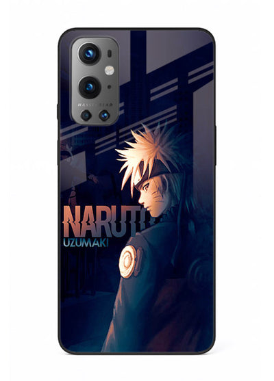 naruto night mode dark blue anime art OnePlus 9 glass cover silhouette ninja case