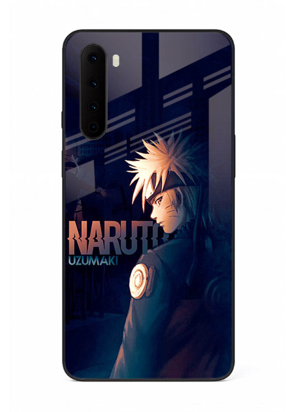 naruto night mode dark blue anime art OnePlus Nord glass cover silhouette ninja case
