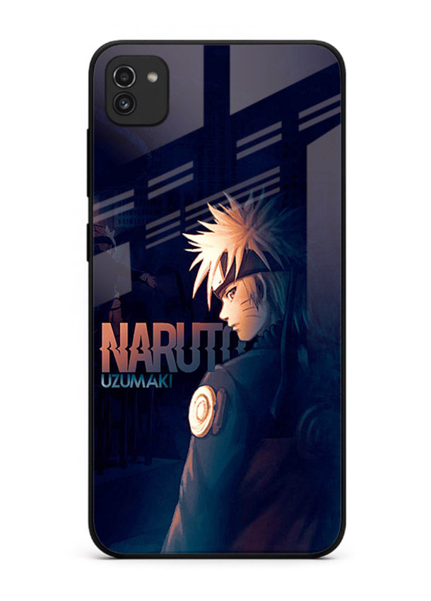 naruto night mode dark blue anime art Samsung A03 glass cover silhouette ninja case