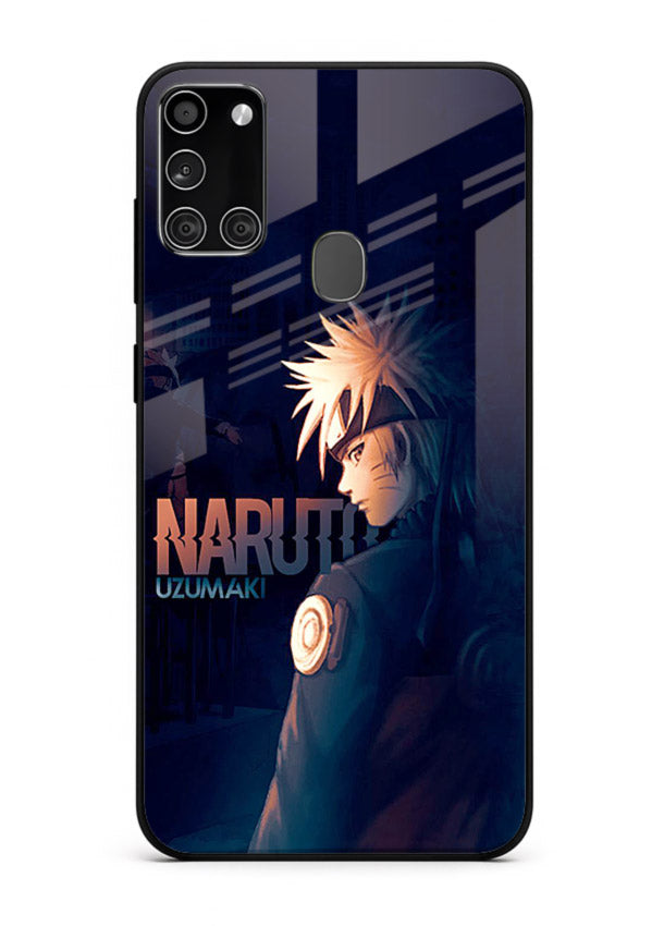 naruto night mode dark blue anime art Samsung A21s glass cover silhouette ninja case