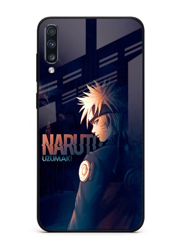 naruto night mode dark blue anime art Samsung A50 glass cover silhouette ninja case