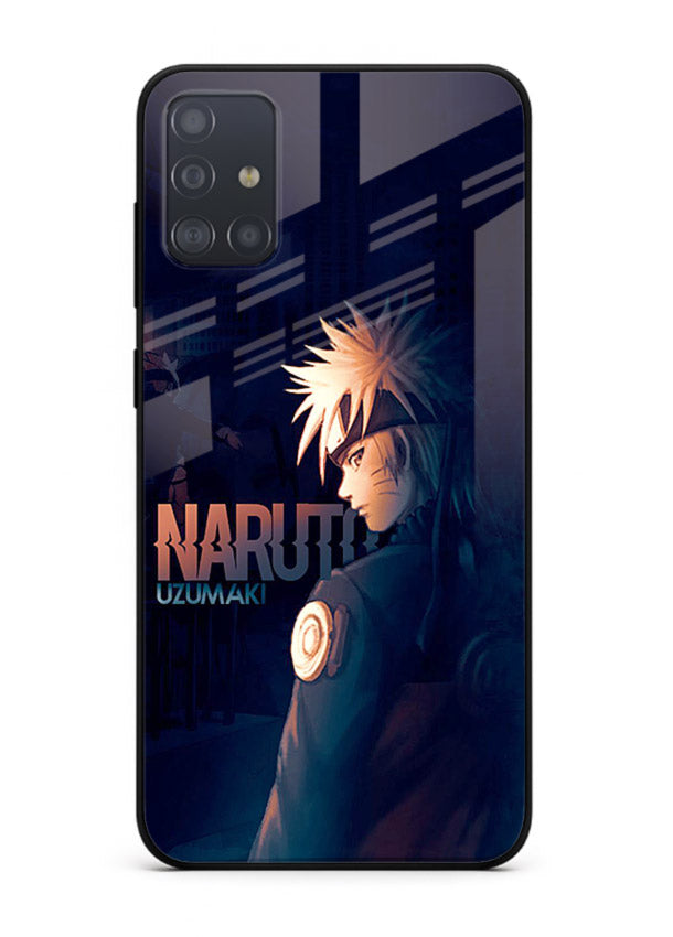 naruto night mode dark blue anime art Samsung A71 glass cover silhouette ninja case