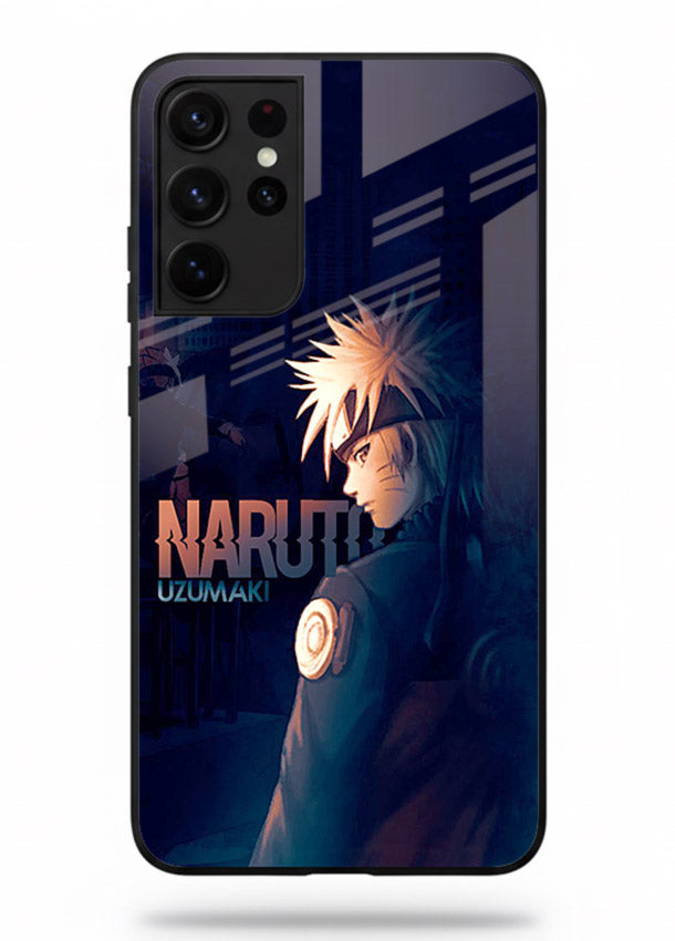 naruto night mode dark blue anime art Samsung S21 Ultra glass cover silhouette ninja case