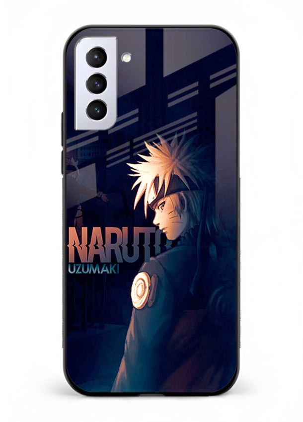 naruto night mode dark blue anime art Samsung S21 Plus glass cover silhouette ninja case