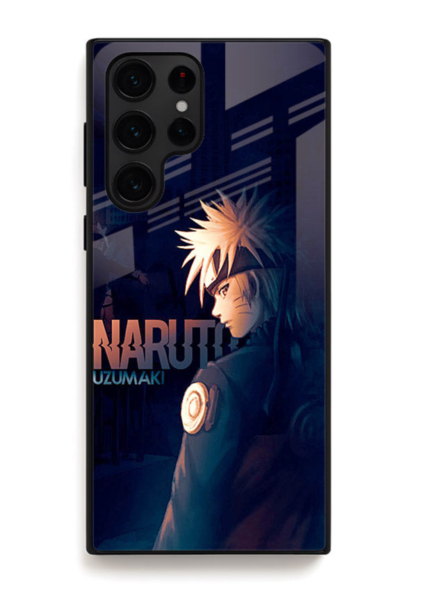 naruto night mode dark blue anime art Samsung S23 Ultra glass cover silhouette ninja case