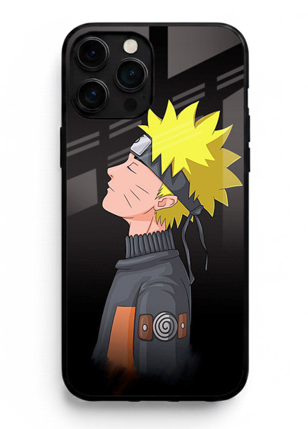 naruto side profile minimal anime art iphone 14 pro max glass cover ninja themed case