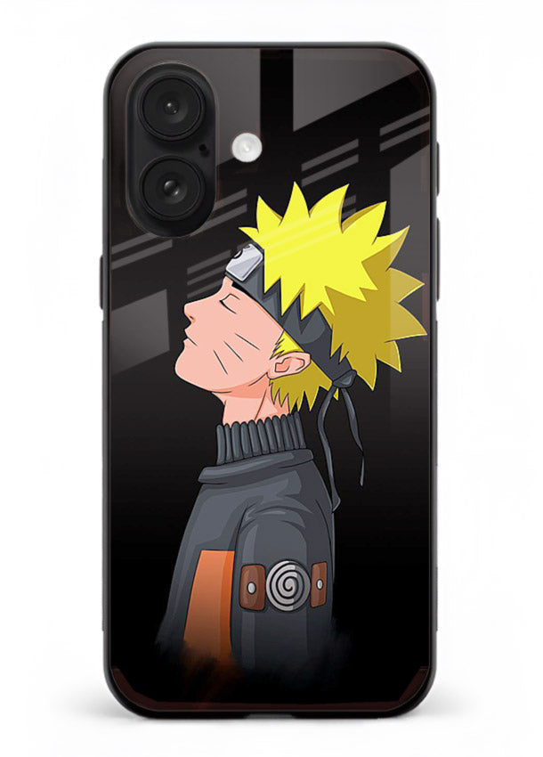 naruto side profile minimal anime art iphone 16 plus glass cover ninja themed case