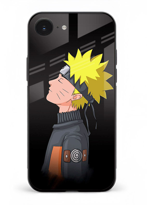 naruto side profile minimal anime art iphone 16e glass cover ninja themed case