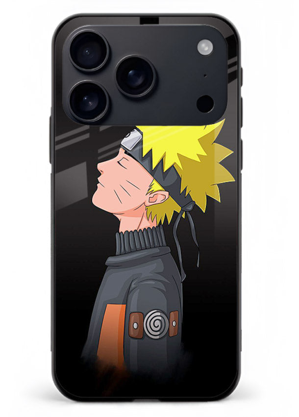 naruto side profile minimal anime art iphone 17 pro max glass cover ninja themed case