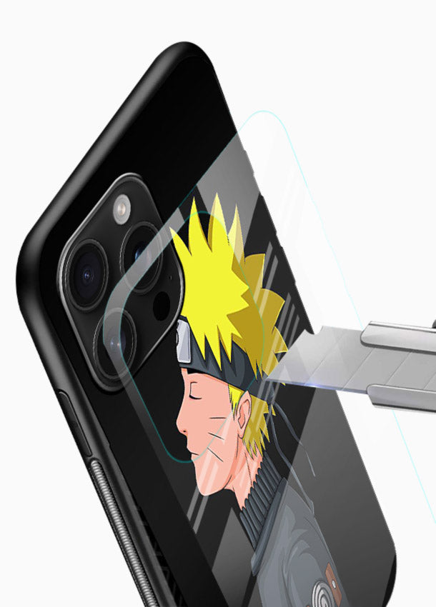 naruto side profile minimal anime art glossy vibrant premium glass cover ninja themed case - Angle Blade