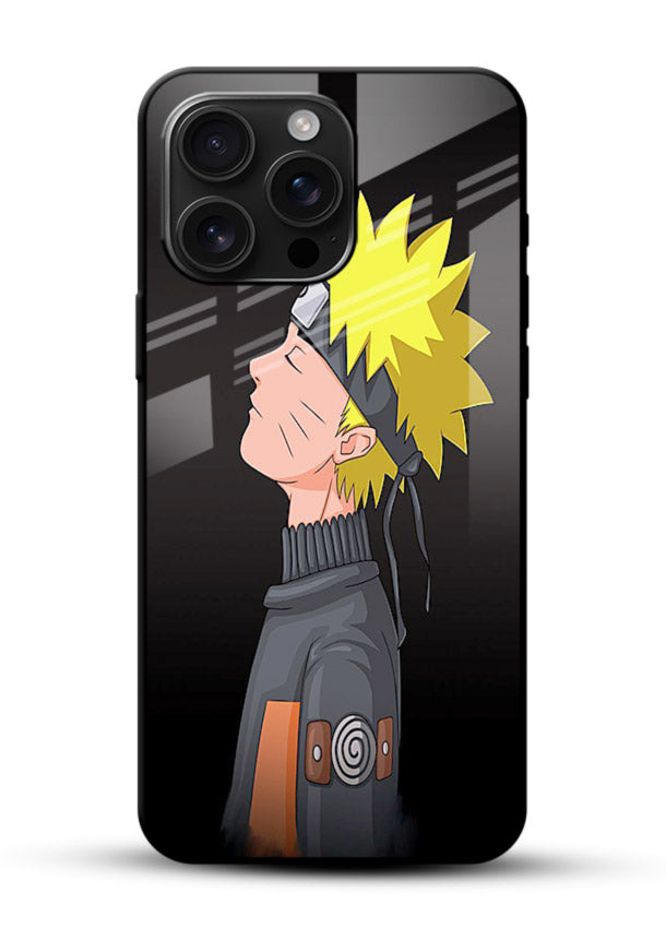 naruto side profile minimal anime art glossy vibrant premium glass cover ninja themed case - Angle Front